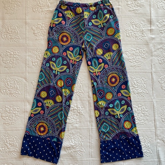 Anthropologie Eloise Boho Print PJ/Lounge Pants Drawstring Pockets Wide Leg Blue - Picture 5 of 13